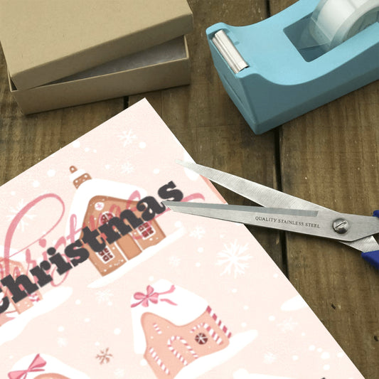 Christmas Pink Houses Custom Gift Wrapping Paper 58"x 23" (Made in USA)