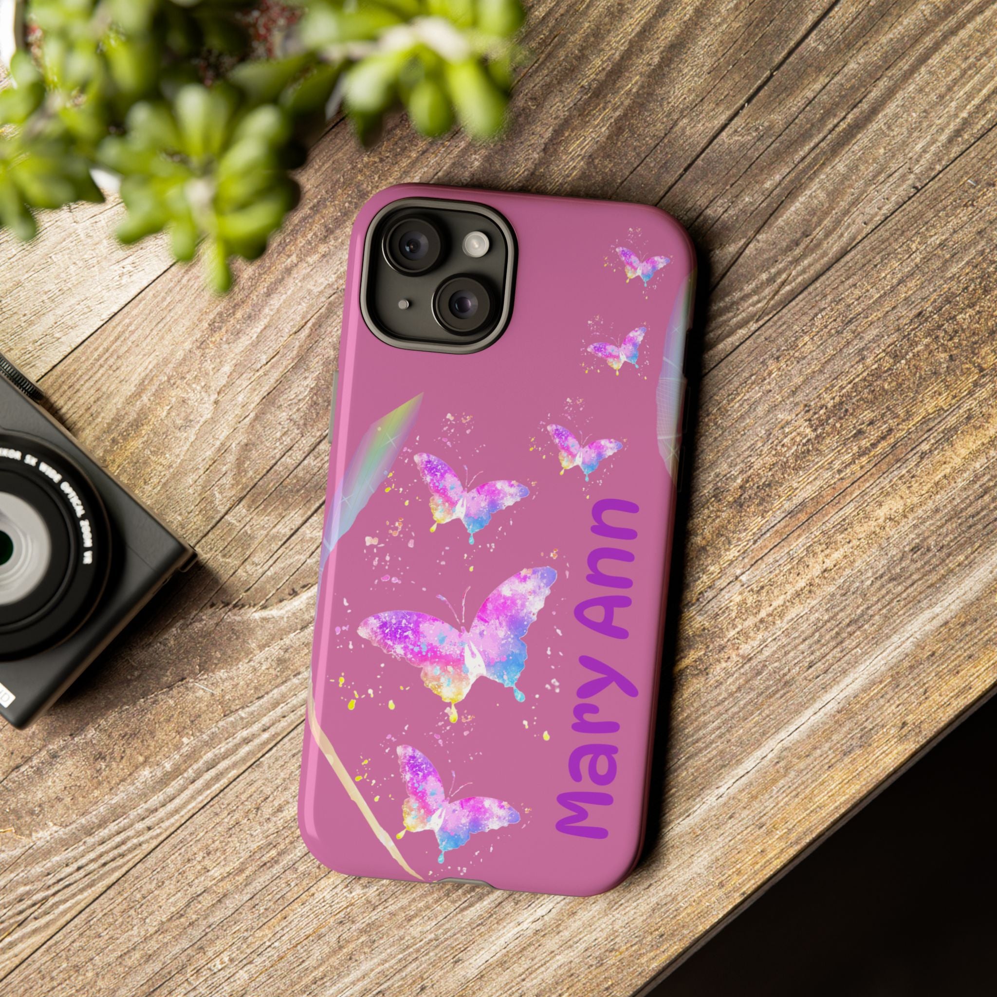 Personalized Butterfly Phone Case, Floral Phone Cover, Customizable Phone Case, Gift for Her, Pastel Decor