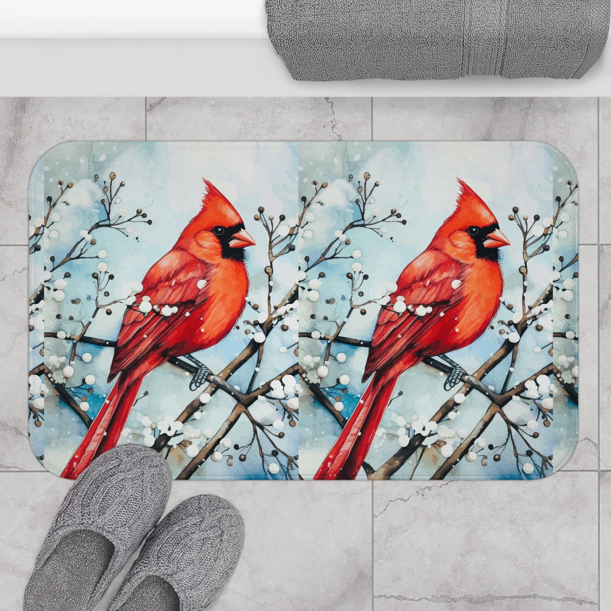 Red Bird in the Snow Bathroom Decor Bundle