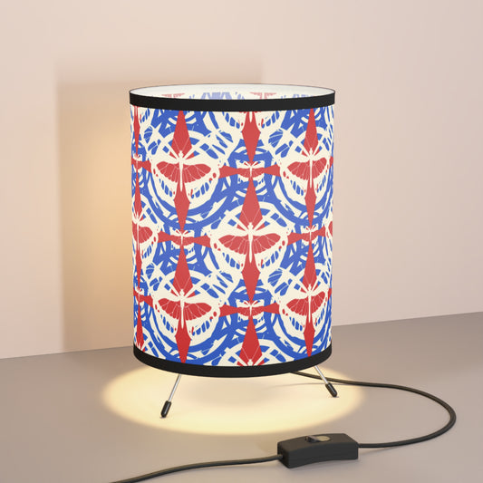 Lámpara trípode con diseño de mariposa y pantalla impresa en alta resolución