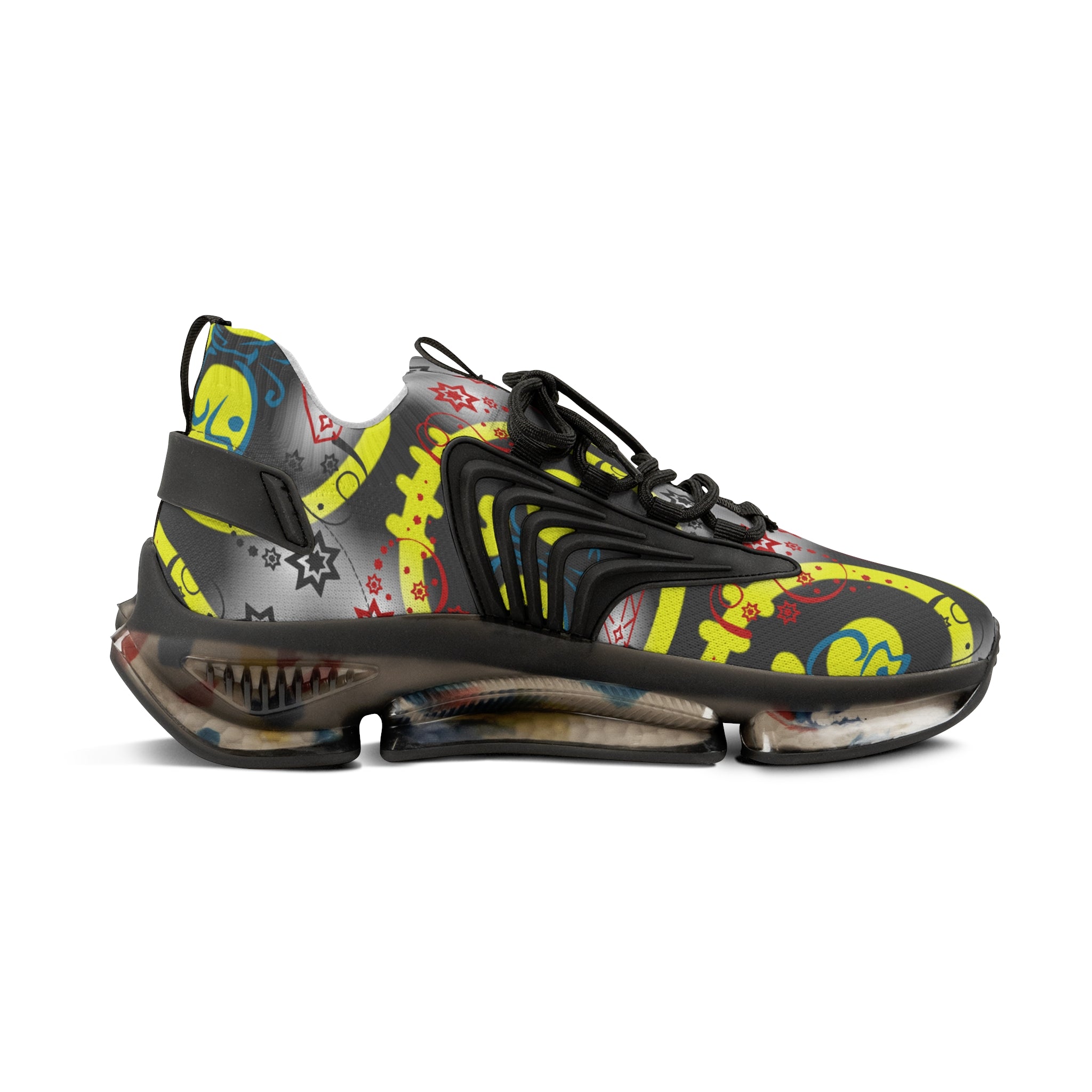 Men's Yellow Graffiti Mesh Sneakers