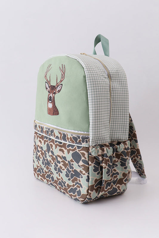 Light Green & Camo Deer Print Backpack