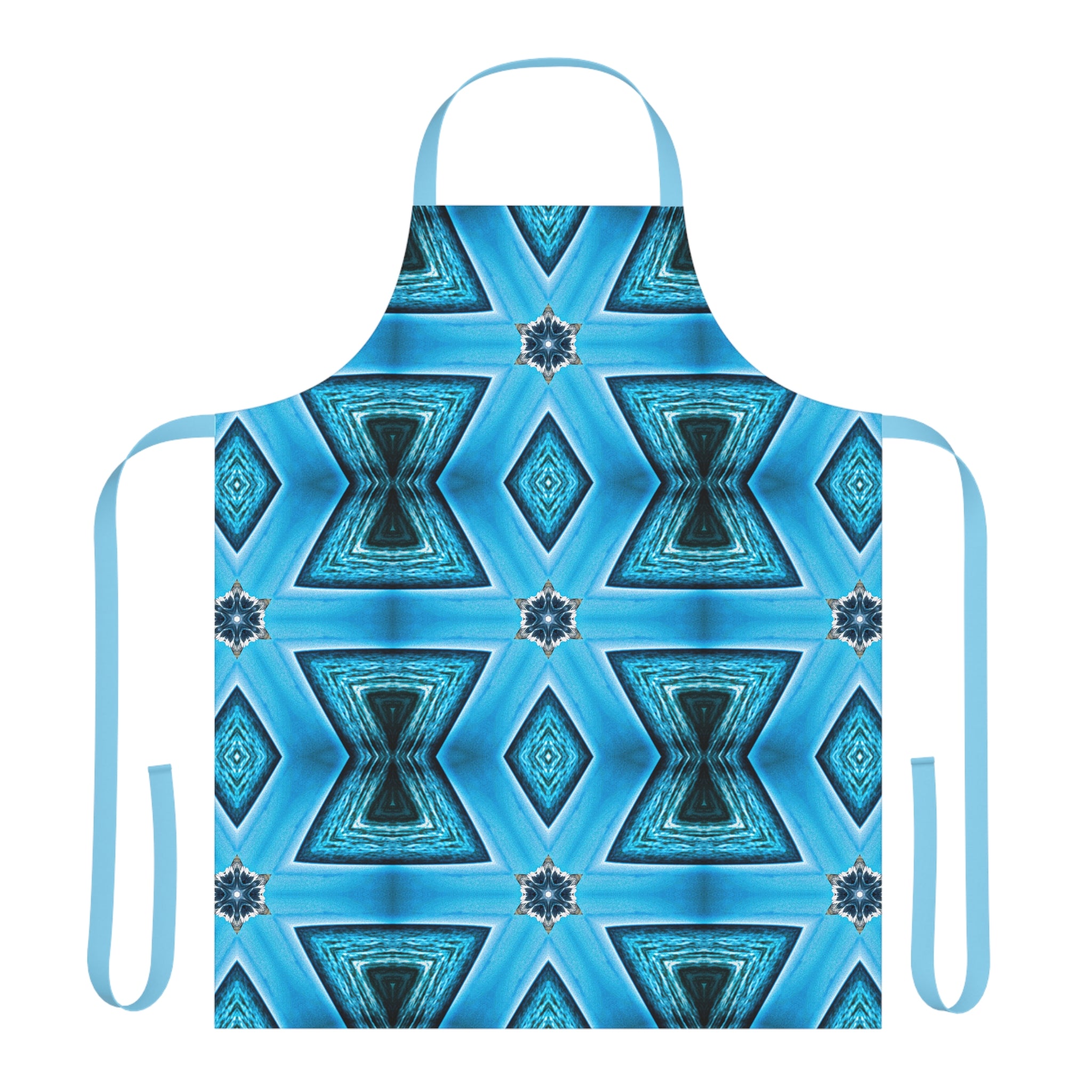 Blue Diamond Printed Apron with Color Straps