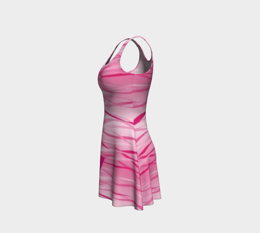 Hot Pink Lips on Waves Short Flared Dress