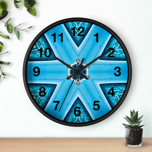 Blue Diamond Pattern Round Wall Clock