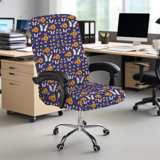 Butterflies and Sunflowers Office Chair Cover (Made in USA)