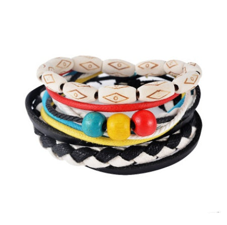 Men's Leather Bracelet Multilayer Beaded Bracelet