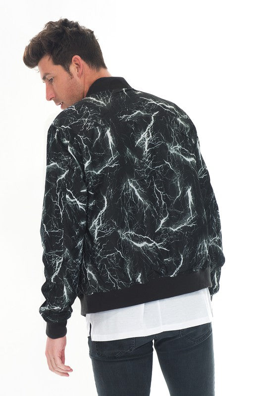 Men's Bomber Black Lightning Windbreaker Jacket