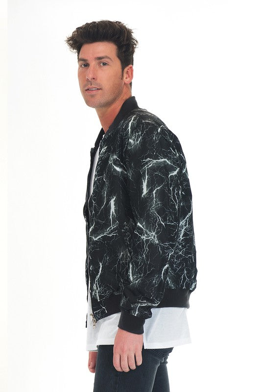 Men's Bomber Black Lightning Windbreaker Jacket