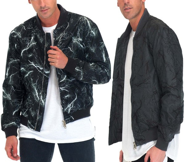 Men's Bomber Black Lightning Windbreaker Jacket