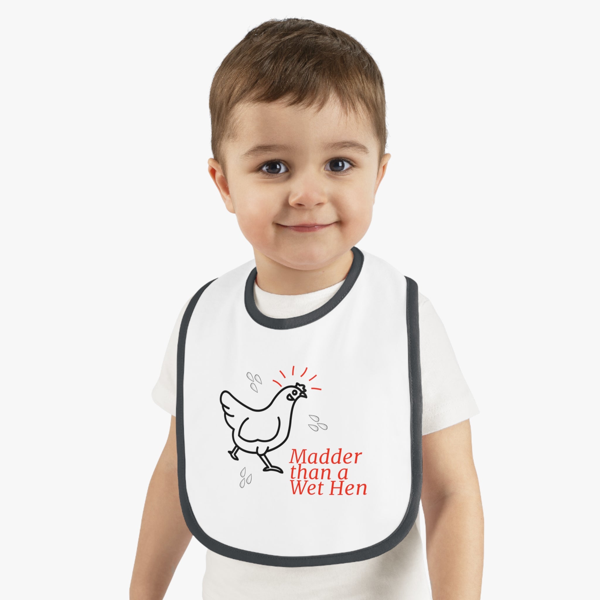 Madder Than a Wet Hen Contrast Trim Jersey Baby Bib