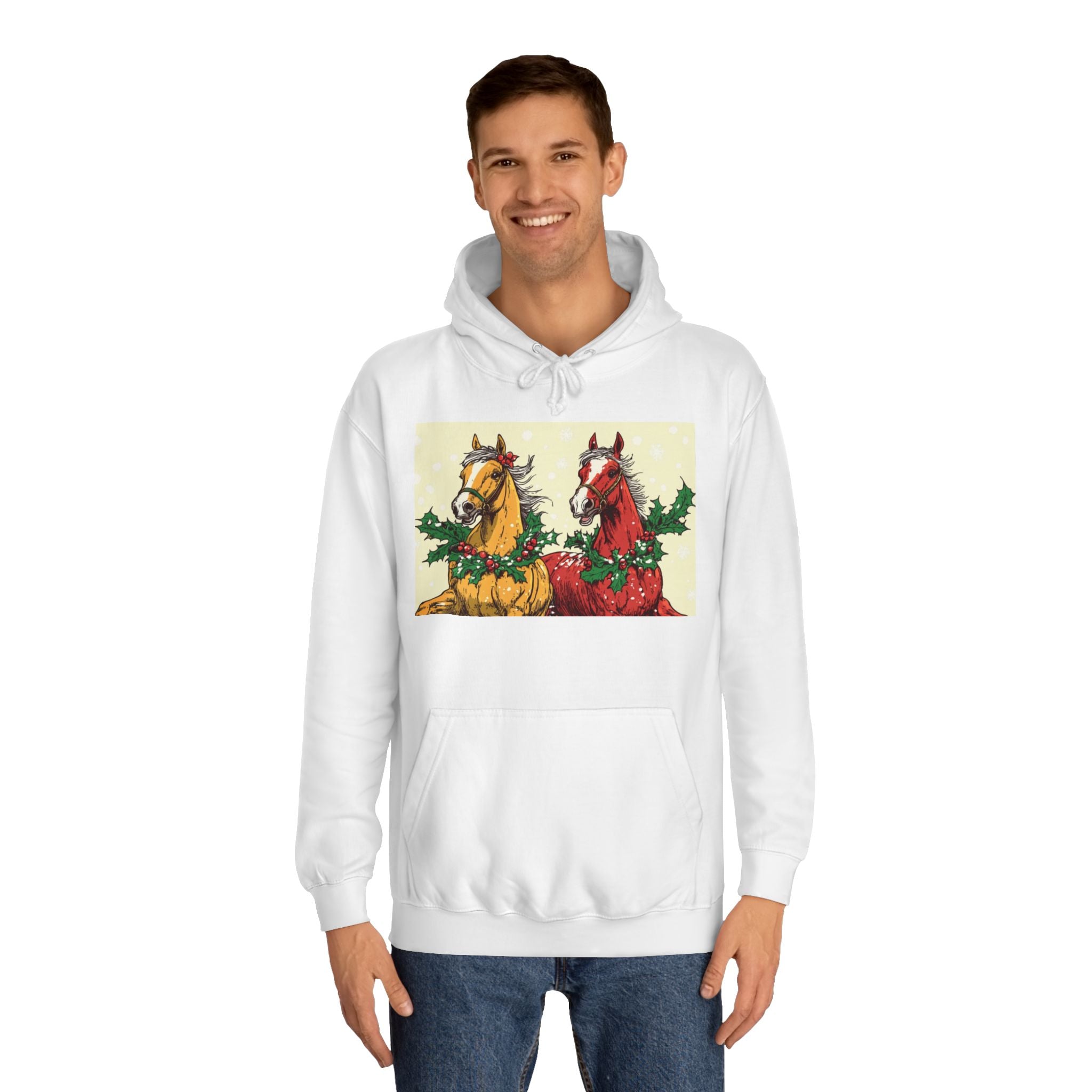 Christmas Horses Unisex College Hoodie