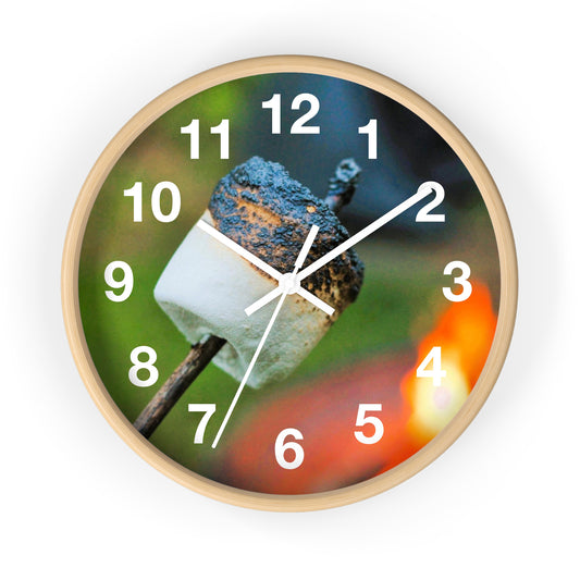 Roasted Marshmallow on a Stick Smores Wall Clock - Shell Design Boutique