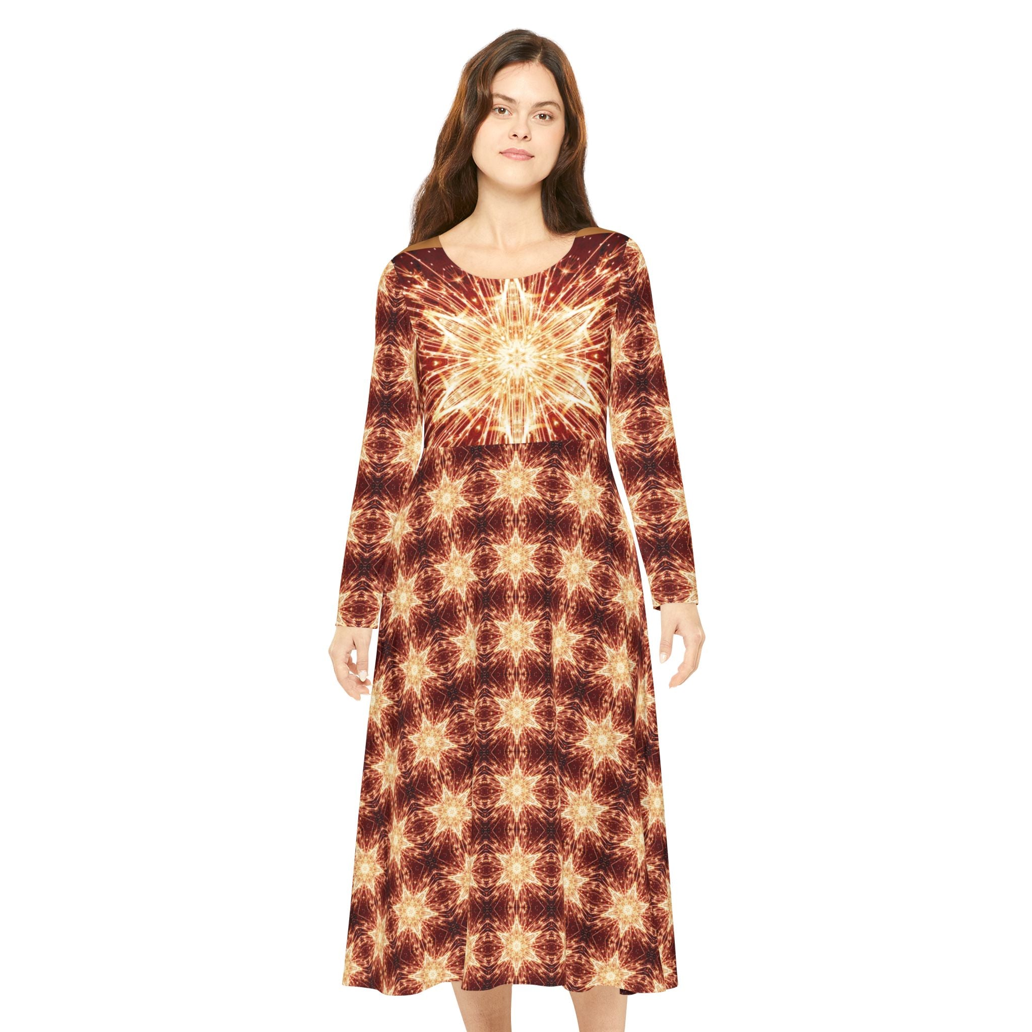 Women's Fiery Star Long Sleeve Midi Dress