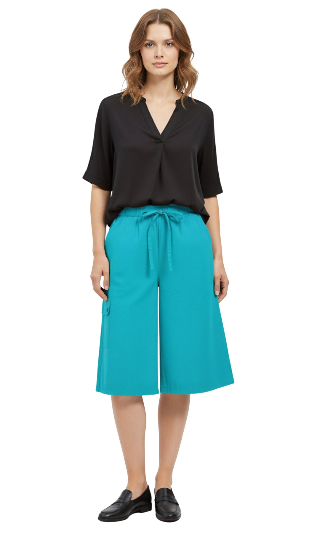 Women's 100% Calcutta Cotton Split Skirt Culottes with Cargo Pockets