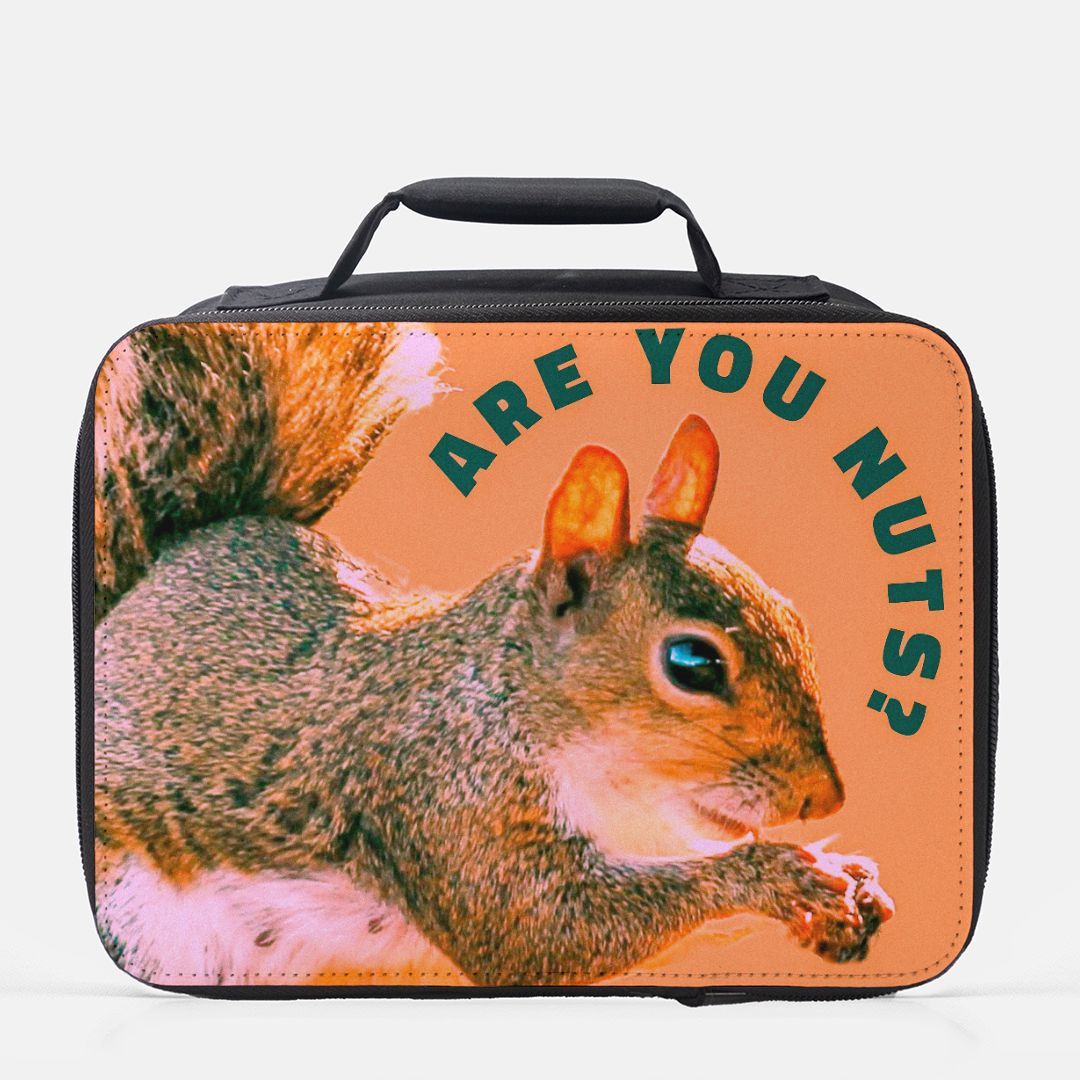 Are You Nuts?  Funny Squirrel Small Insulated Lunch Box - Shell Design Boutique