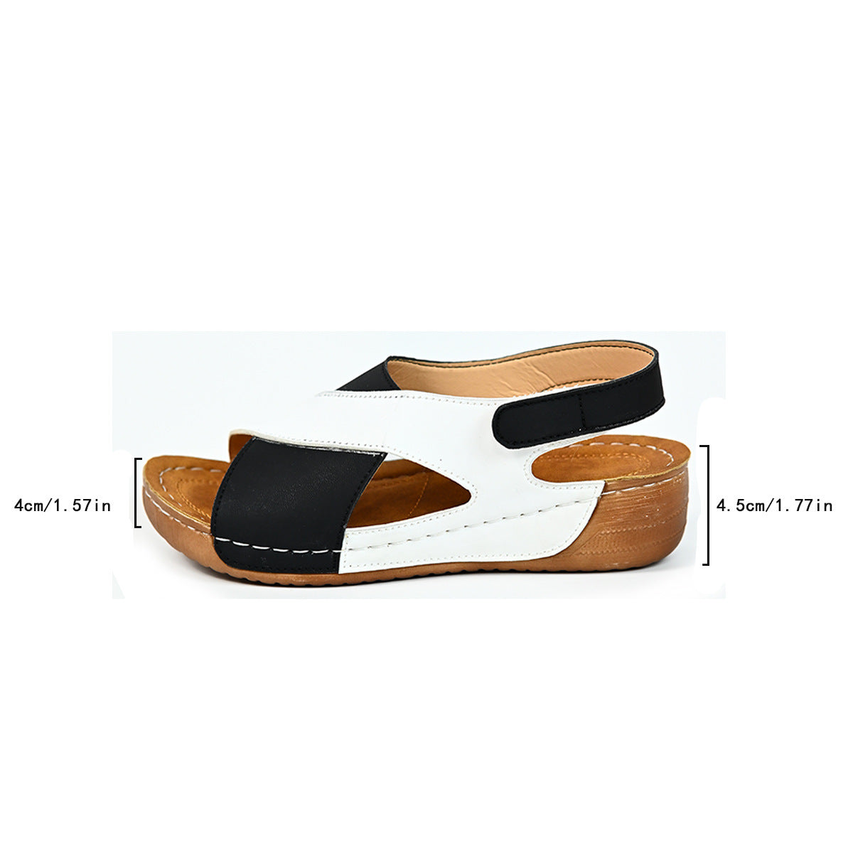 Women's Black & White Platform Casual Open Toe Sandals