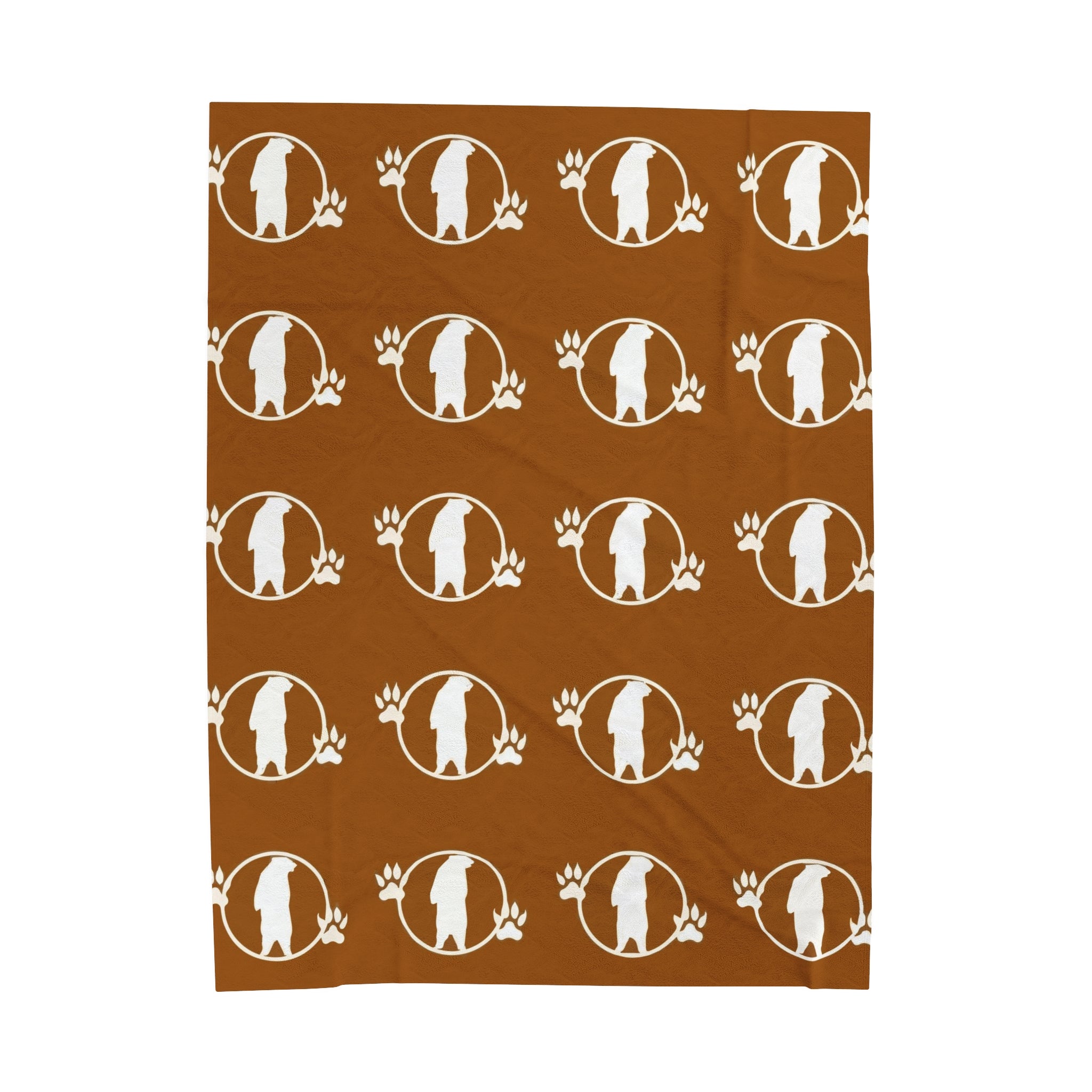 Manta de felpa de pana marrón con diseño de oso campestre