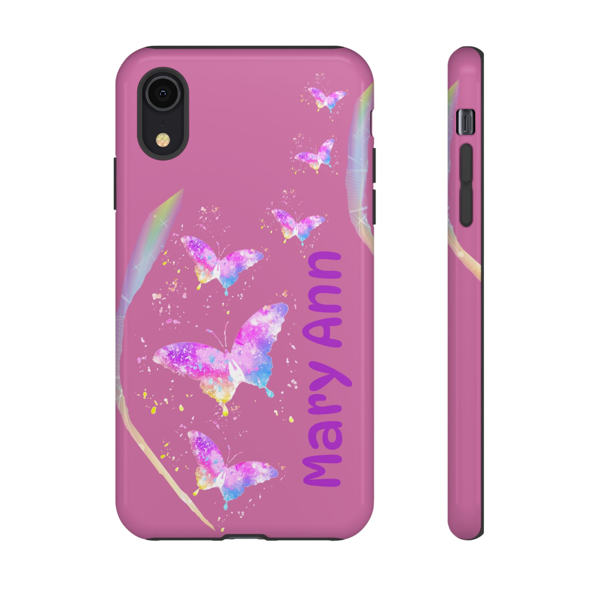 Personalized Butterfly Phone Case, Floral Phone Cover, Customizable Phone Case, Gift for Her, Pastel Decor