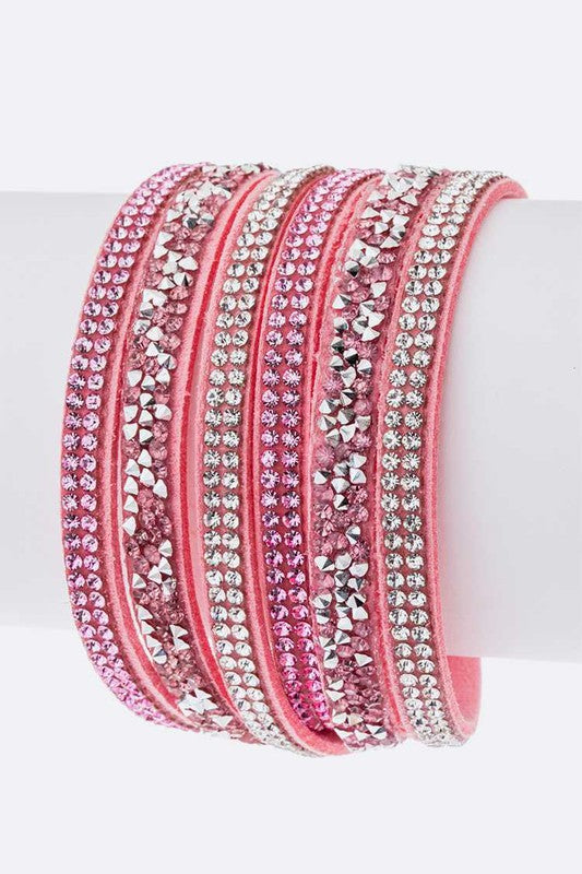 Crystal Layer Colorful Wrapped Cuff Bracelet