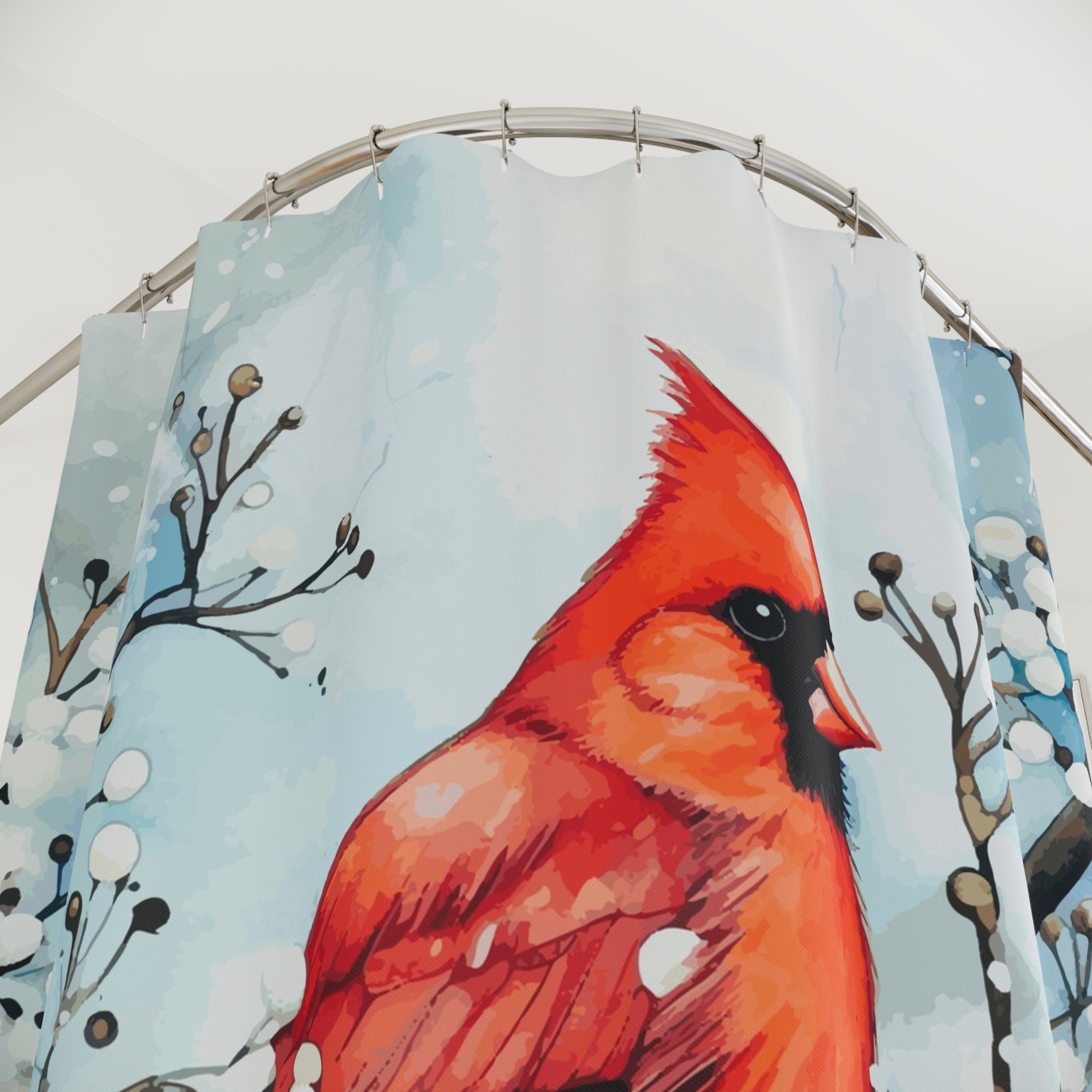 Red Bird in the Winter Shower Curtain