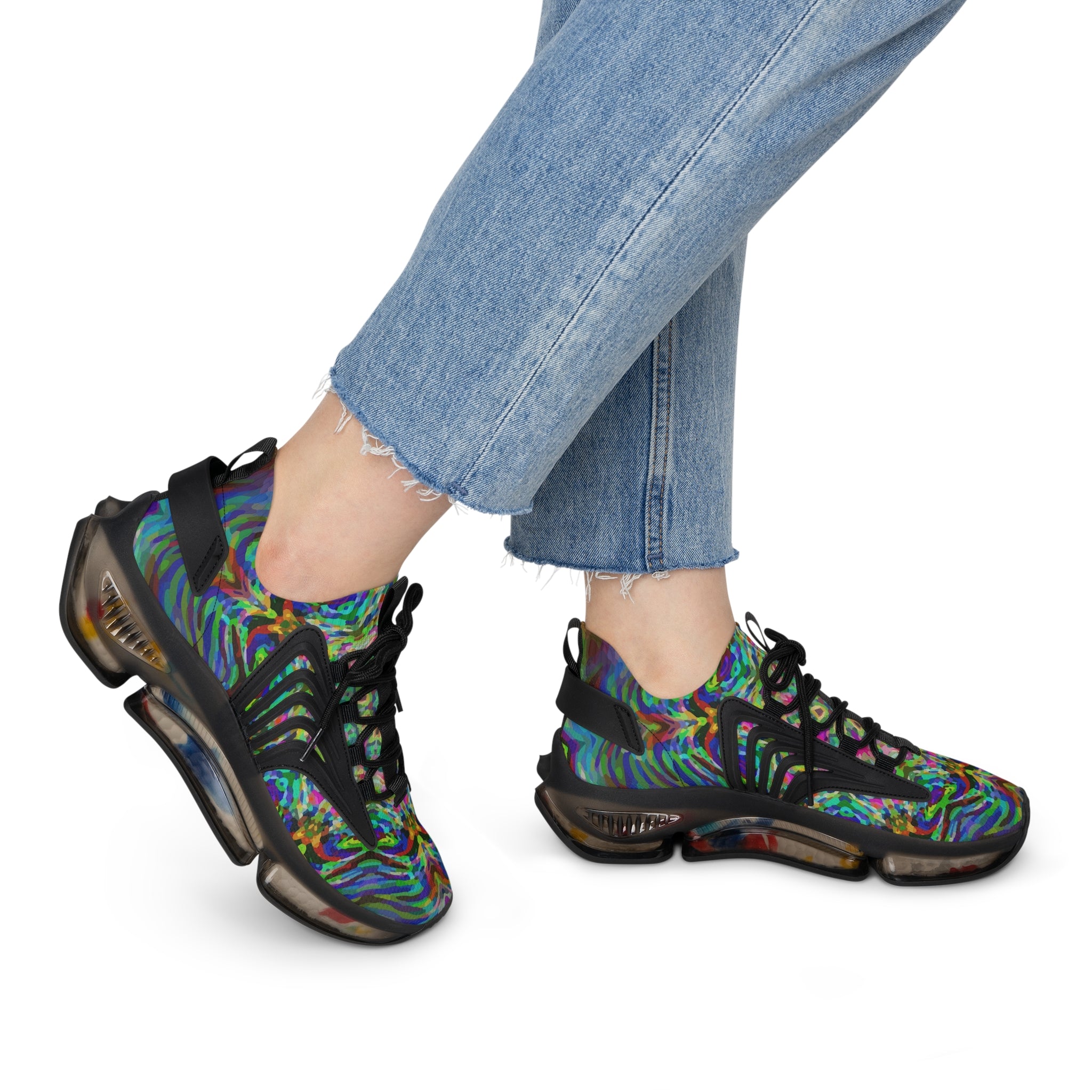 Women's Teal Watercolors Mesh Sneakers