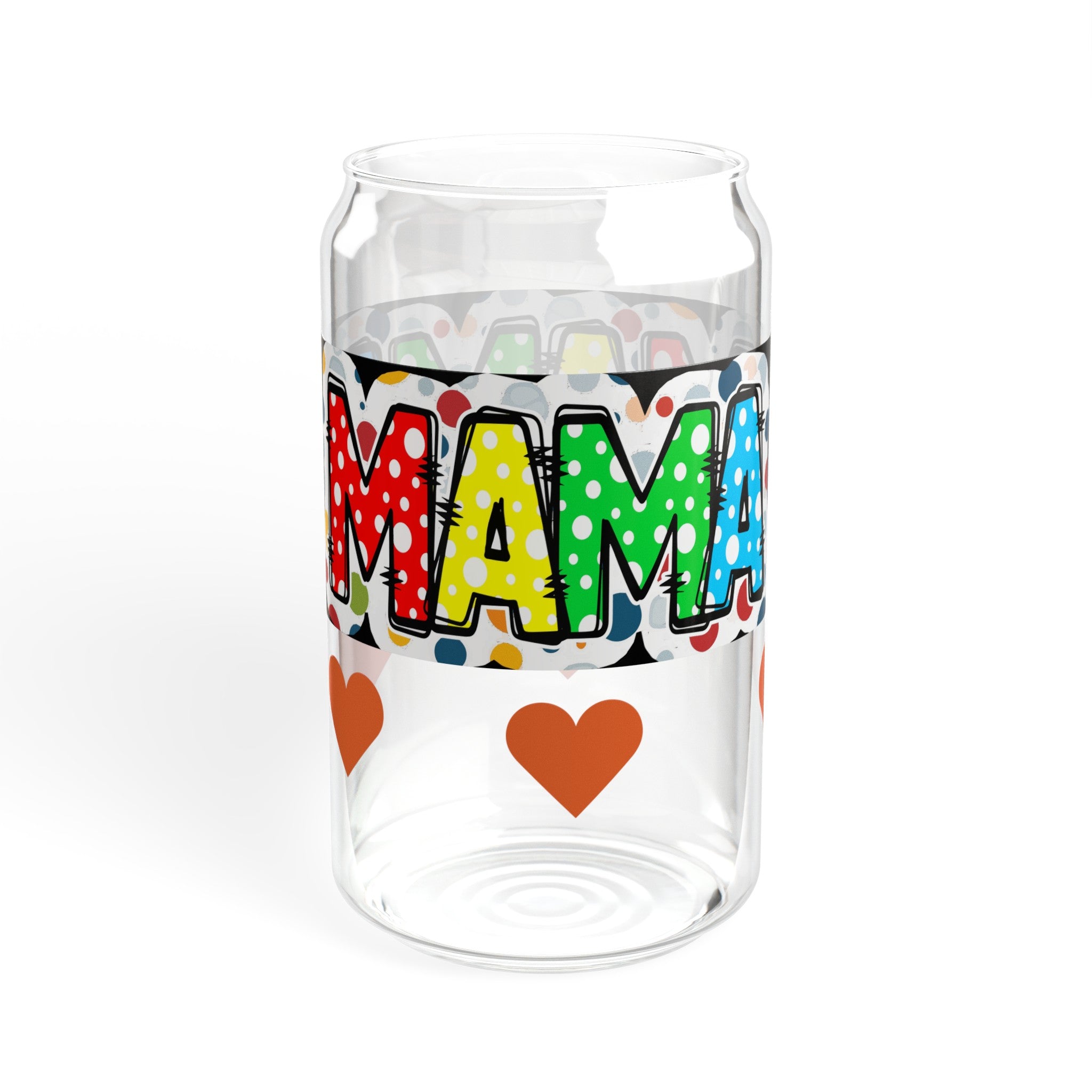 Happy Mother's Day Mama with Hearts Sipper Glass, 16oz