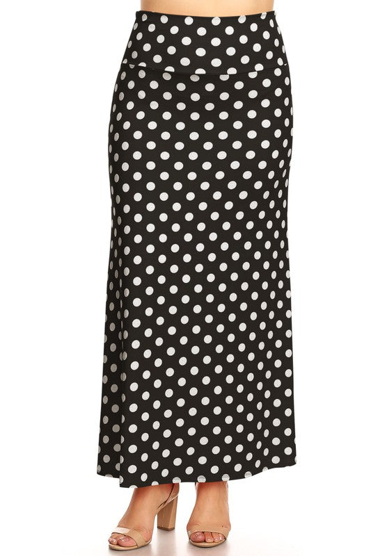 Women's Plus Size Polka Dot Maxi Skirt