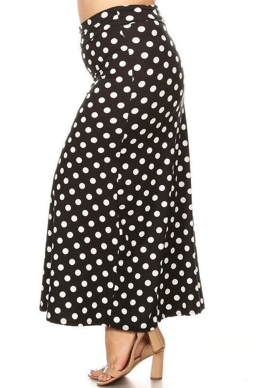 Women's Plus Size Polka Dot Maxi Skirt