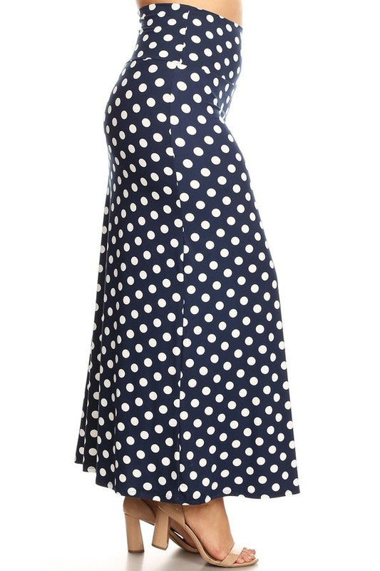 Women's Plus Size Polka Dot Maxi Skirt