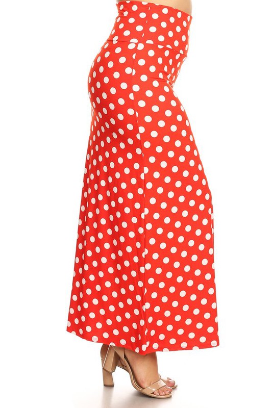 Women's Plus Size Polka Dot Maxi Skirt