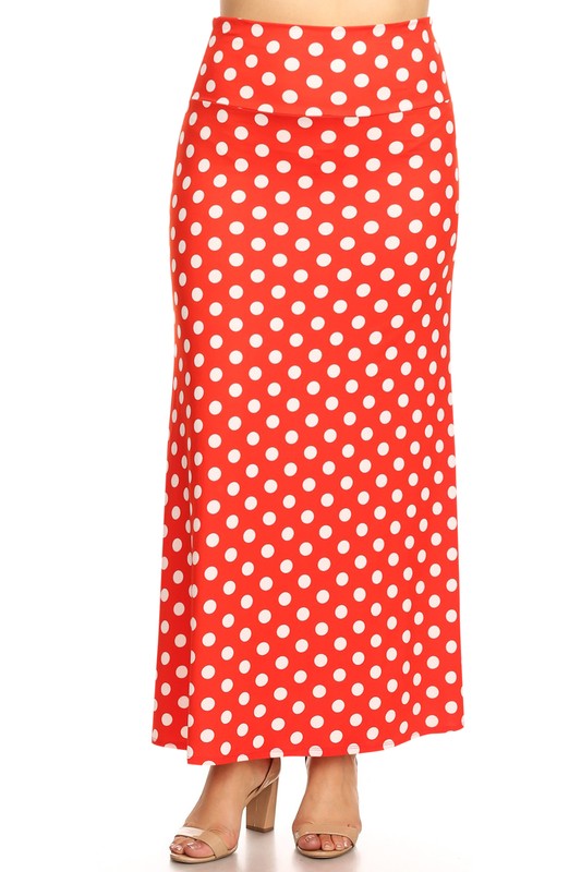 Women's Plus Size Polka Dot Maxi Skirt