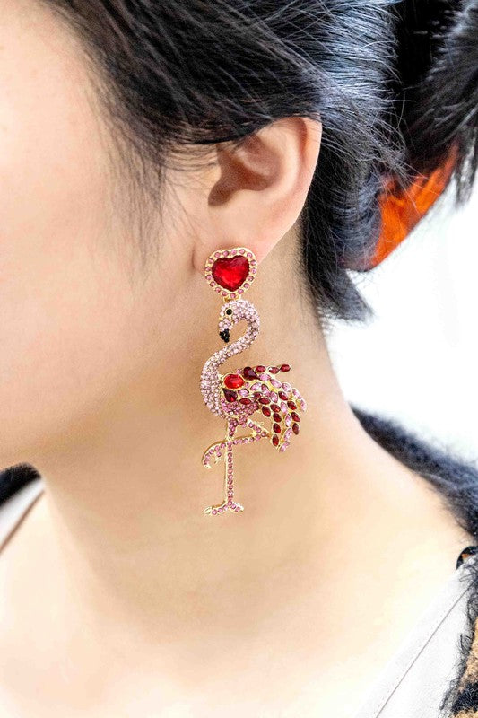 Women's Pink Flamingo Drop Earrings