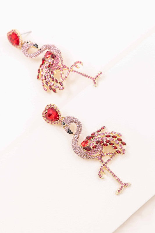 Women's Pink Flamingo Drop Earrings