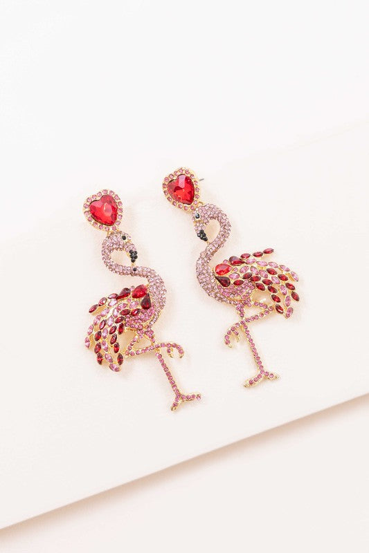 Women's Pink Flamingo Drop Earrings