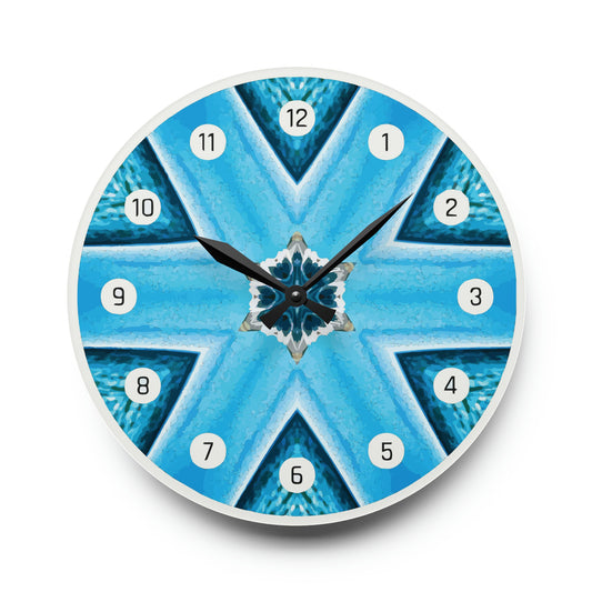 Horloge Murale En Acrylique Motif de diamant bleu avec des chiffres blancs
