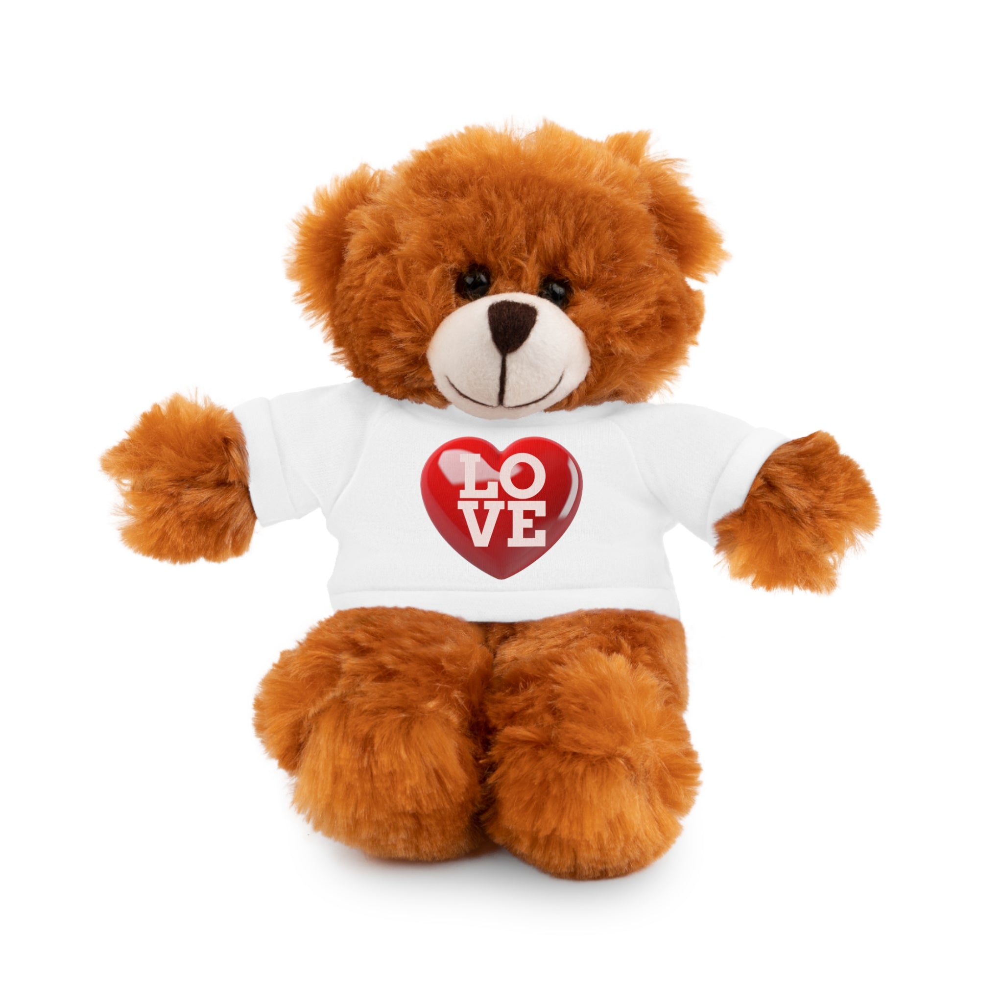 Stuffed Animal Wearing T-shirt with Red Heart and Love