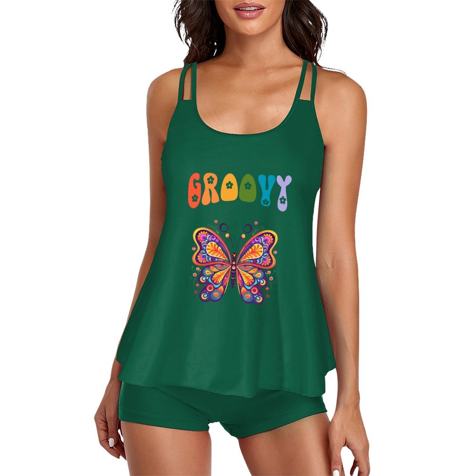 DTF Tankini Two-Piece Swimsuit for Women(Front Printing)