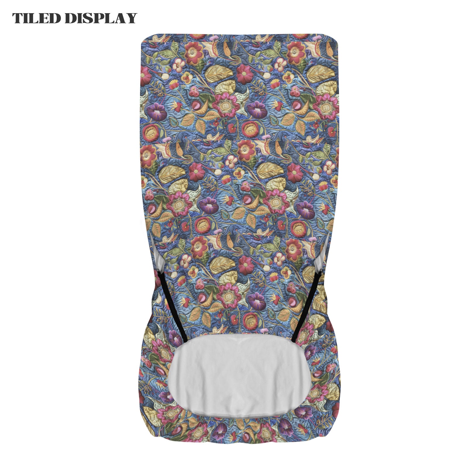 Faux Embroidered Blue Quilt Pattern Office Chair Cover (Made in USA)