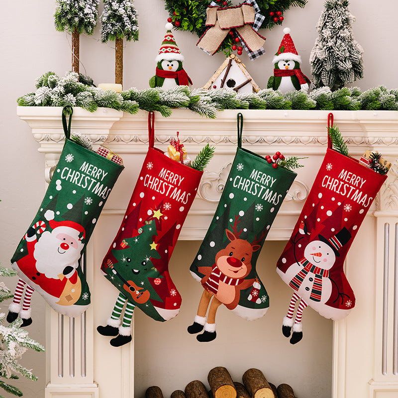 Merry Christmas Characters with Legs Hanging Stocking