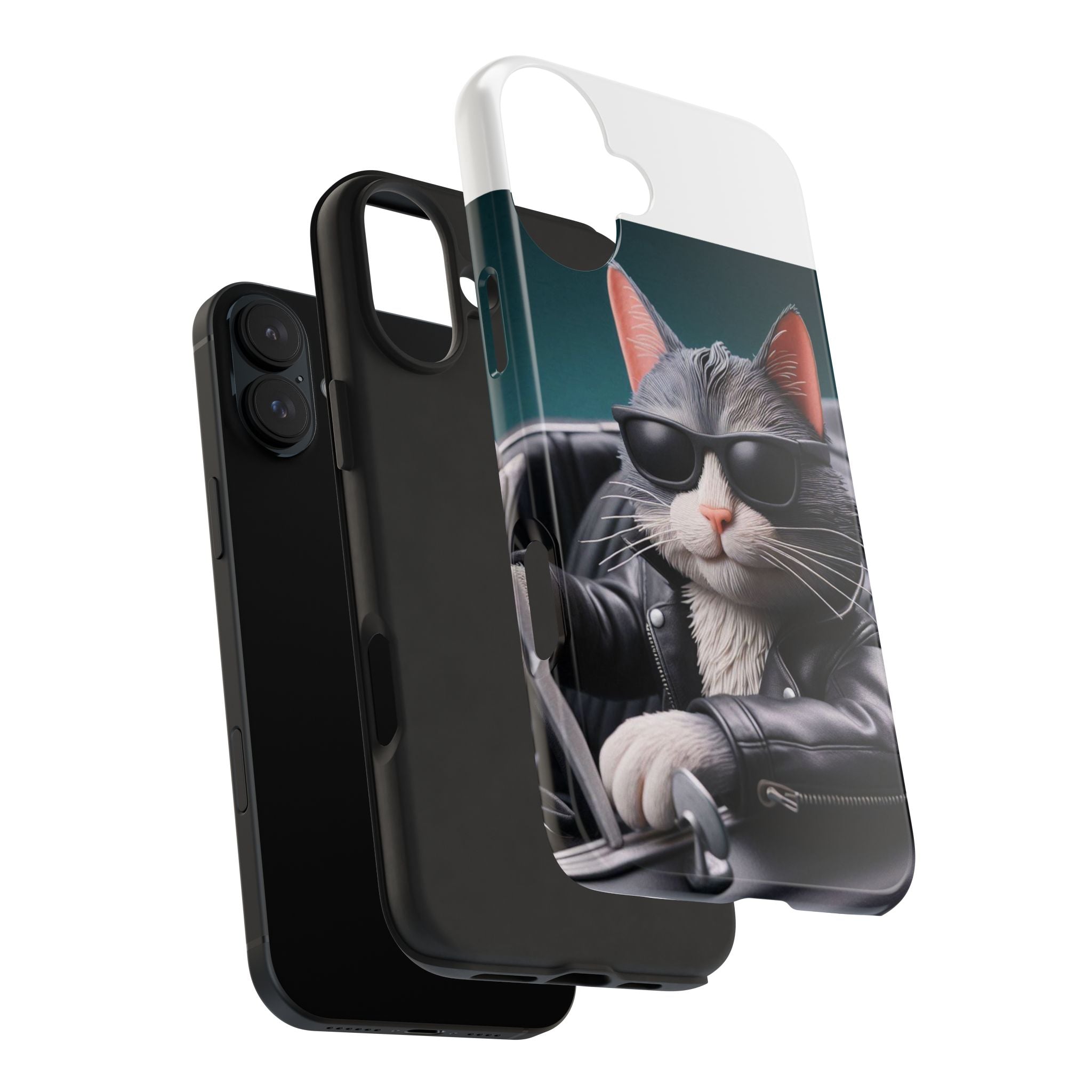 Cool Cat in Leather Jacket Driving Car Mobile Phone Case