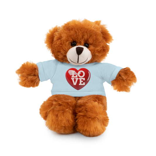 Stuffed Animal Wearing T-shirt with Red Heart and Love