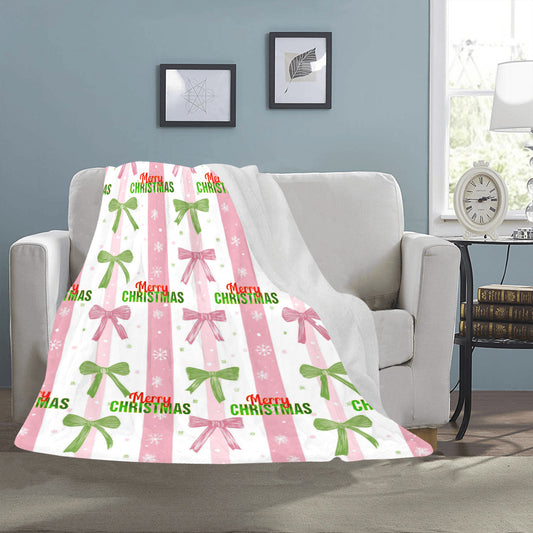 Pink Coquette Merry Christmas Ultra-Soft Micro Fleece Blanket (Made in USA)