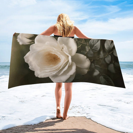 White Rose Bath or Beach Towel - 61.4" x 30.3"