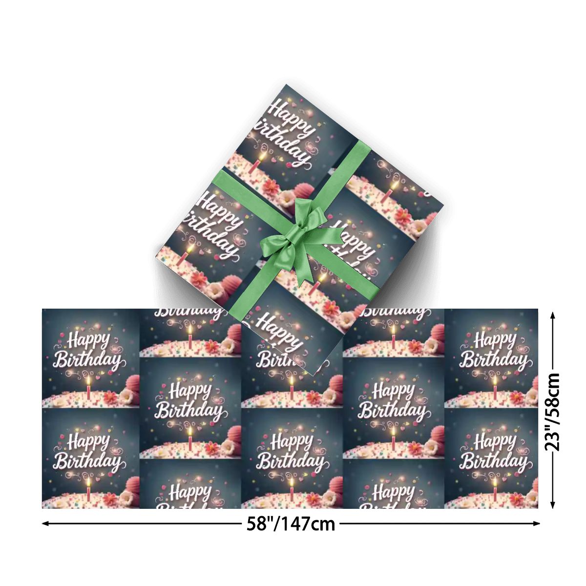 Happy Birthday 3-pack Gift Wrapping Paper Sheets (Made in USA)