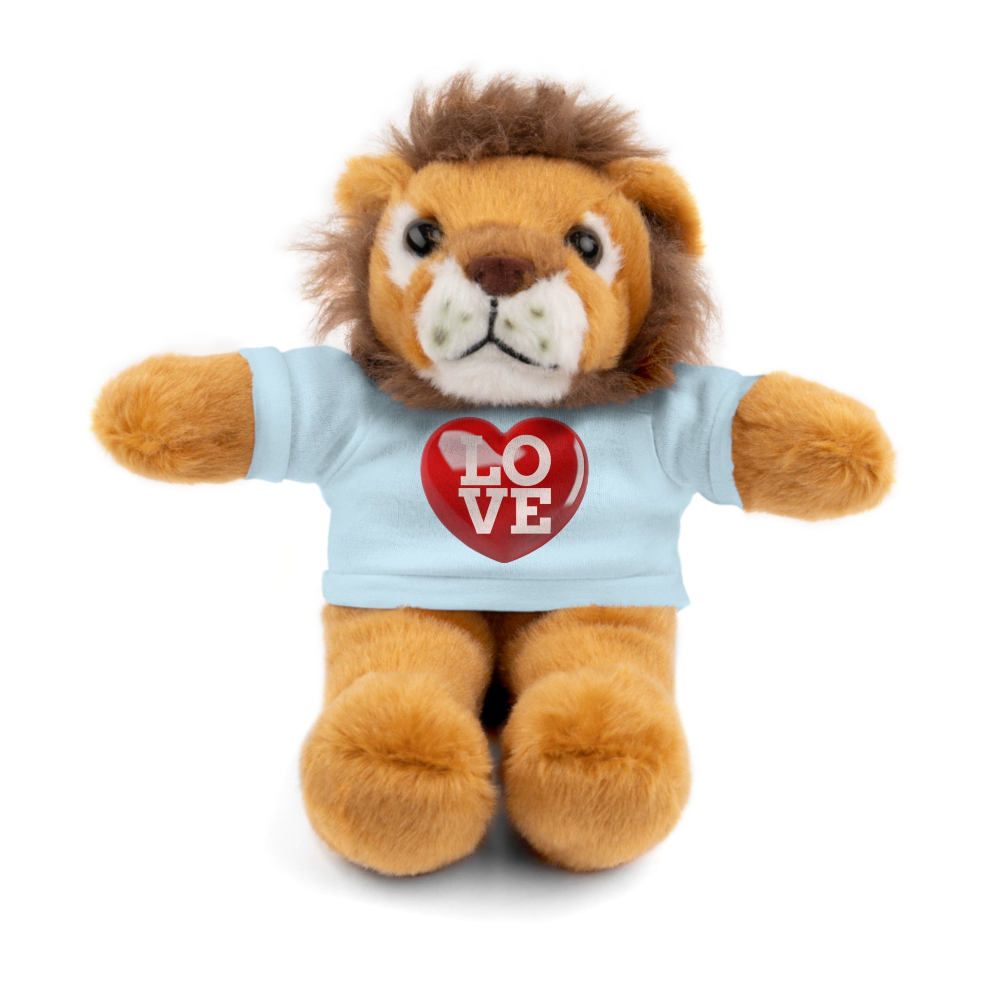 Stuffed Animal Wearing T-shirt with Red Heart and Love