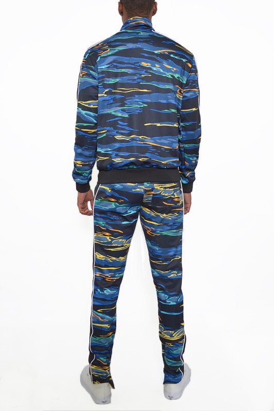 Men's Printed Striped Full Zip 2-piece Track Suit