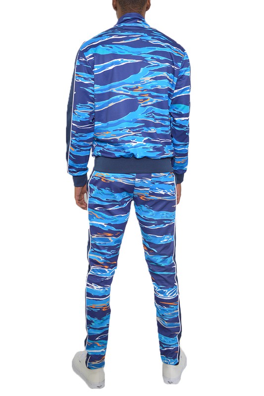 Men's Printed Striped Full Zip 2-piece Track Suit