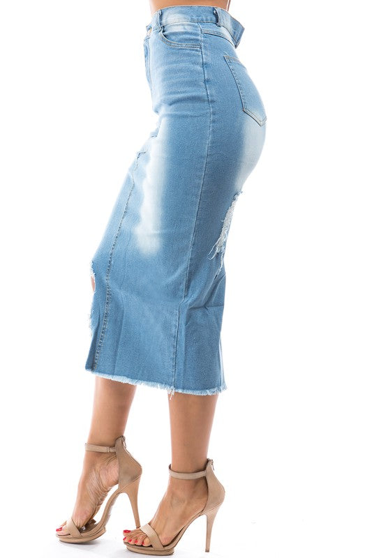 Women's Body Con Denim Maxi Skirt