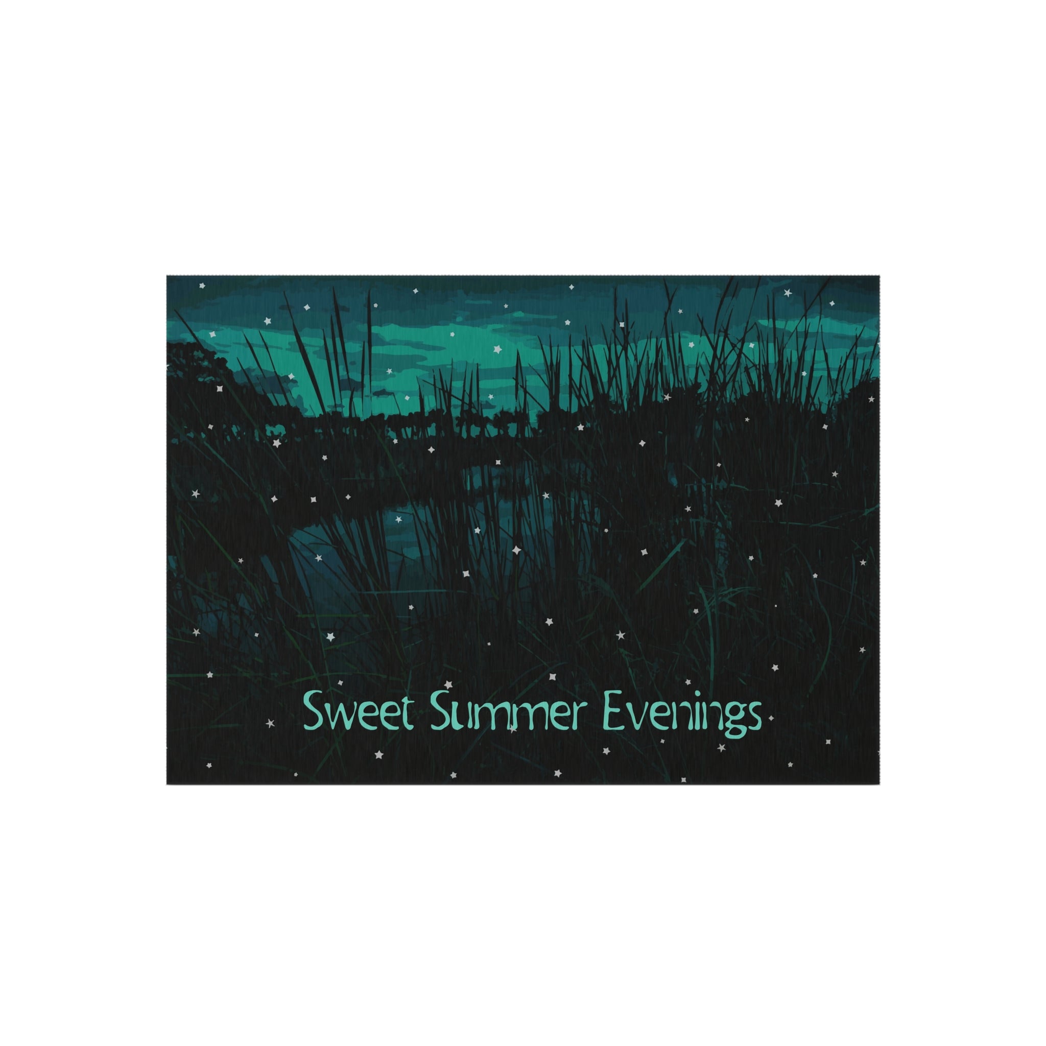 Sweet Summer Evenings Teal Outdoor Rug